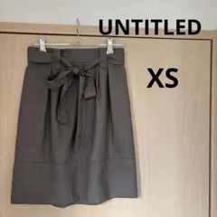 UNTITLED カーキ ブラウン フレアスカート リボン付き