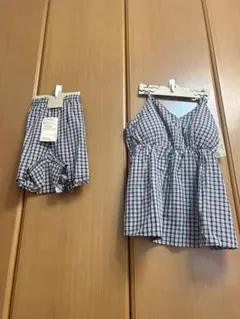 無印良品婦人コットンドビー織りチェックブラキャミソール& トランクスセットアップのサムネイル