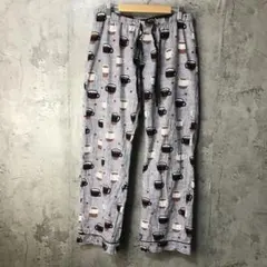 B749古着　柄パンツ　パジャマパンツ　グレー　90s Y2K