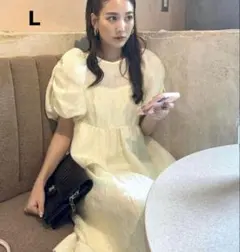 ANDRÉSD bubble sleeve jacquard dress L