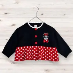 futafuta ミニーマウス カーディガン 80cm ドット柄 ニット 黒×赤