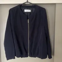 ノーカラージャケット ネイビー