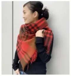 AP STUDIO購入　ジョシュアエリス　大判カシミアストール　チェック　赤系