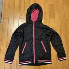 黒とピンクのドット柄 ウィンドブレーカーMサイズ