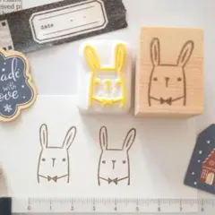 うさぎさん スマートです 蝶ネクタイ 正装 消しゴムはんこ