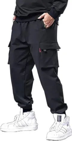 AA886sメンズカーゴパンツ 接触冷感ゆったりウエストゴム 4ポケット薄手