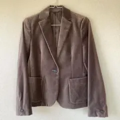 ユニクロ　テーラードジャケット　ベロア　ベルベット　グレー
