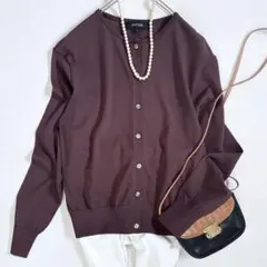 極美品　untitled クルーネックカーディガン　洗える　レーヨンストレッチ