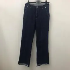 Vin ダークブルー ストレートデニム フリンジ裾 9号