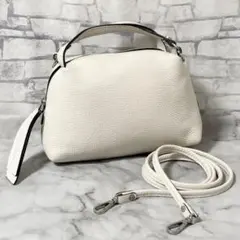 美品✨ジャンニキャリーニ フィレンツェ・2wayミニバッグ レザー 無地 白系