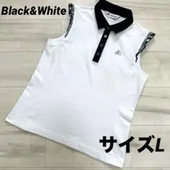 ブラック＆ホワイト ゴルフ ノースリーブポロシャツ サイズLのサムネイル