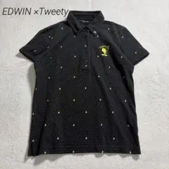 エドウィン×Tweety/半袖ポロシャツ/ピンドット/ボタンダウン/ゴルフ/刺繍のサムネイル