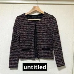 【untitled】ノーカラーニットジャケット