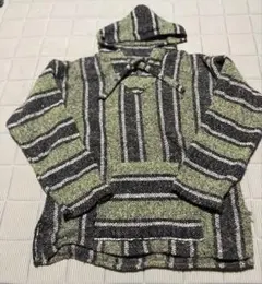 古着　フード付きストライプニット L