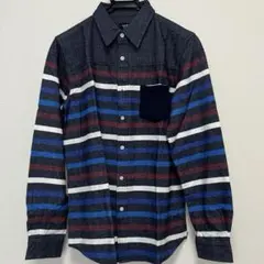 ビームス BEAMS HEART 長袖シャツ ボーダー メンズ L 胸ポケット