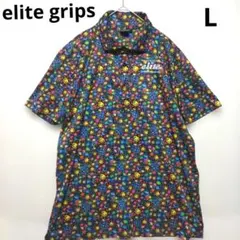 elite grips ゴルフ ポロシャツ 総柄 フラワー elite grips エリートグリップ ポロシャツ 半袖 ネイビードット お花
