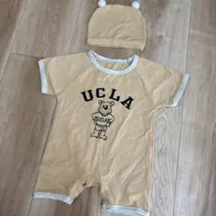韓国子供服　UCLA くま　ロゴ　帽子付き　半袖　ロンパース
