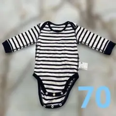 UNIQLO ボディスーツ長袖　70サイズ　ボーダーネイビー