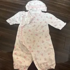 新生児 ツーウェイ・ドレスオール 帽子付き　50-70サイズ