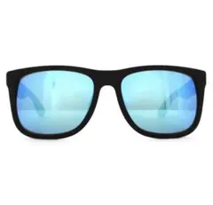 【希少】Ray-Ban スクエアサングラス 黒色 青色ミラーレンズ