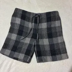 ウール混紡 グレー系チェックショートパンツ M