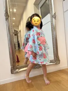 子供 浴衣 水色 110 帯なし