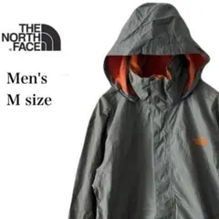ノースフェイス マウンテンパーカー メンズ M グレー 刺繍ロゴ ハイベント