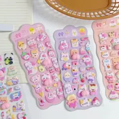 ぷっくり動物シール 4枚セット 立体 可愛い デコ アニマル ステッカー