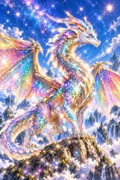オリジナルデジタルアートプリント写真Lサイズ 龍 宝石