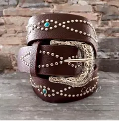 ウエスタンベルト y2k アメカジ スタッズ　グランジ HTC　似　茶