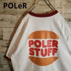 POLeR ポーラー 白×バーガンディ リンガーTシャツ Lサイズのサムネイル