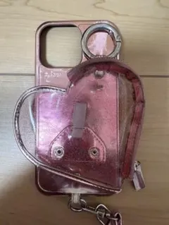 ハート型ポーチ付きピンクケース iPhone16promax