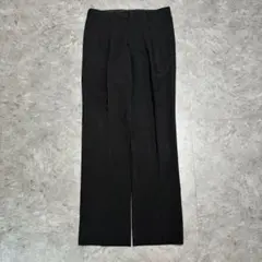 スラックス ツータック ストライプ モード 黒 毛50 ポリエステル50