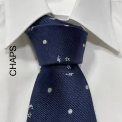 TG1083 CHAPS イルカ サッカーボール 刺繍 シルク ネクタイ 日本製