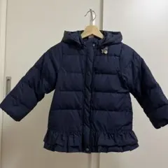 petit main ネイビー フリル付き ダウンコート　120