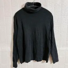 【定番】ランズエンド リラックスフィット タートルネック ロンT 黒 S