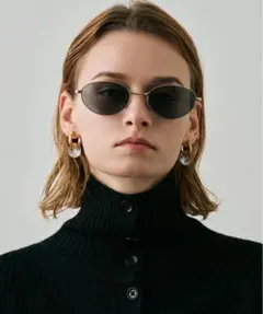 oval sunglass silver オーバル サングラス