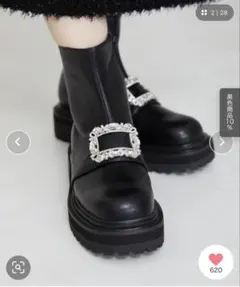 oriental traffic　ビジューモチーフタンクソールブーツ／Ｌサイズ