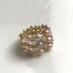 no.832 ビーズの指輪 ビーズリング　ハンドメイド