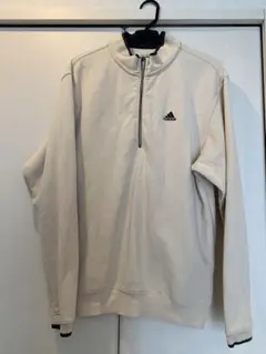 adidas ベージュ ハーフジップ トレーナー M