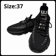 【極美品】スニーカー 37 黒 厚底 軽い ランニング ウォーキング お洒落