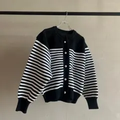Audrey and John Wad ボタンメッシュカノコボーダーカーディガンのサムネイル