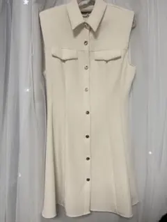 ZARA アイボリー ノースリーブワンピース S