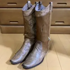 ツモリチサトウォーク　ウエスタンブーツ ヘビ革 ハラコ　ブラウンのサムネイル