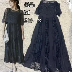 【niana】プリーツ×レースデザインドレス セットアップ 結婚式 ワンピースのサムネイル