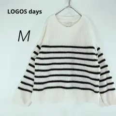 オーバーサイズ✨Logosdays 長袖セーター 黒白ボーダー【M】c9129