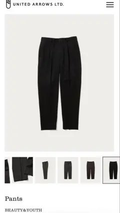 BEAUTY&YOUTHトリコチンツイル1プリーツテーパードパンツ ブラック