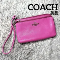 美品 COACH コーチ フラグメントケース カードケース ミニポーチ レザー