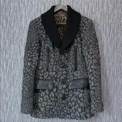Roen スカル スタッズ レザー切替 ウール ヒョウ柄 レオパード ジャケットのサムネイル
