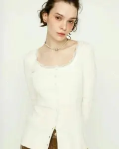 SLY ホワイト長袖カーディガン